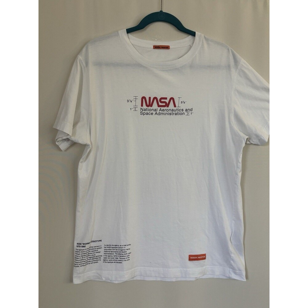 Heron Preston NASA Facts T-Shirt White Short Sleeve Tee SZ M